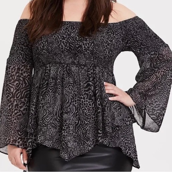 Torrid Animal Print Chiffon Tunic Babydoll - Picture 2 of 5